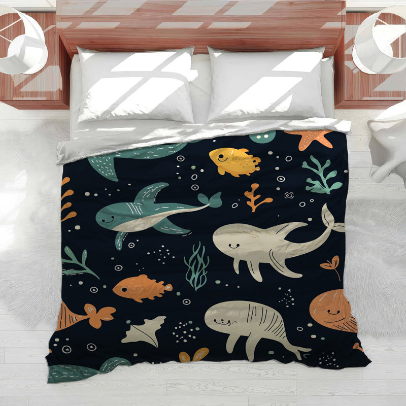Sea Creatures Bedding Aquatic Comforter Nautical, Twin Comforter