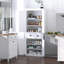 Armoire de rangement sur pied 72 po, armoire de rangement haute avec 2 portes, tiroir et tablettes réglables, blanc