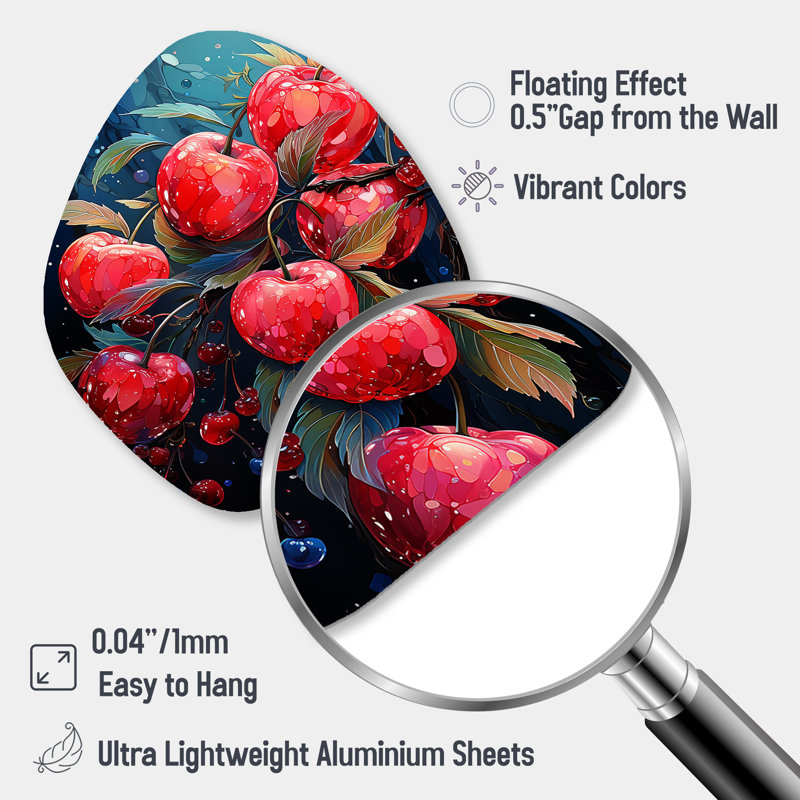 «Red Apple Blossom Collage», art mural asymétrique en forme de nébuleuse, H 28 po x l 25 po