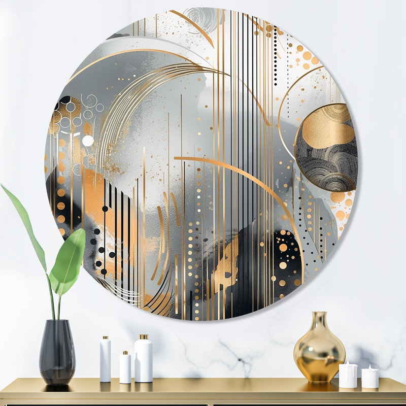 Shapes And Lines Abstract Marble I - Abstract Marble Metal Wall Décor, 36" H x 36" W x 1" D