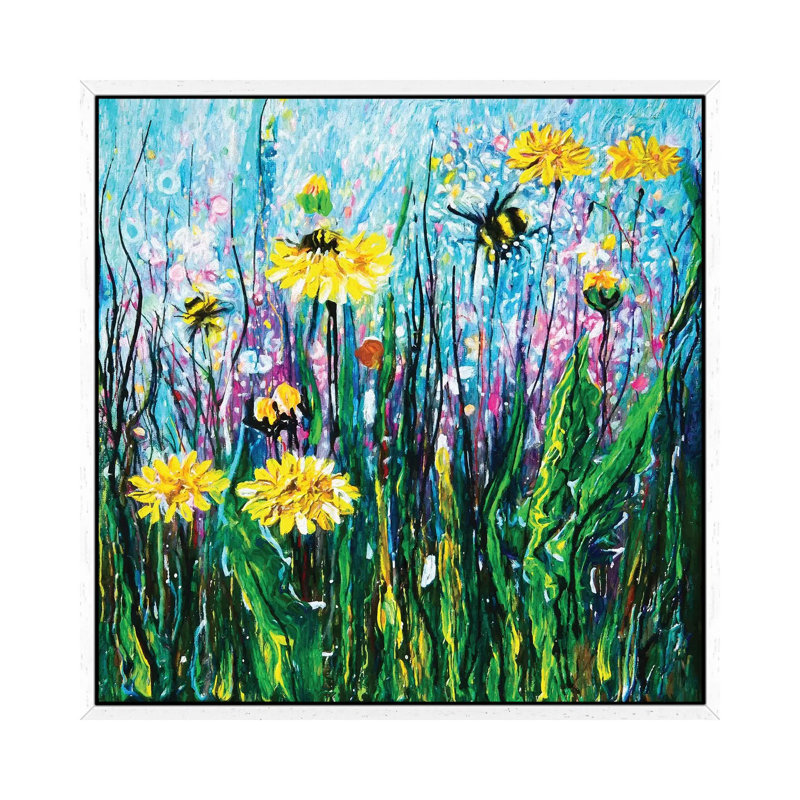 Summer Blooms 1 Piece Painting on Canvas, 45.72 cm H x 45.72 cm W, White Framed