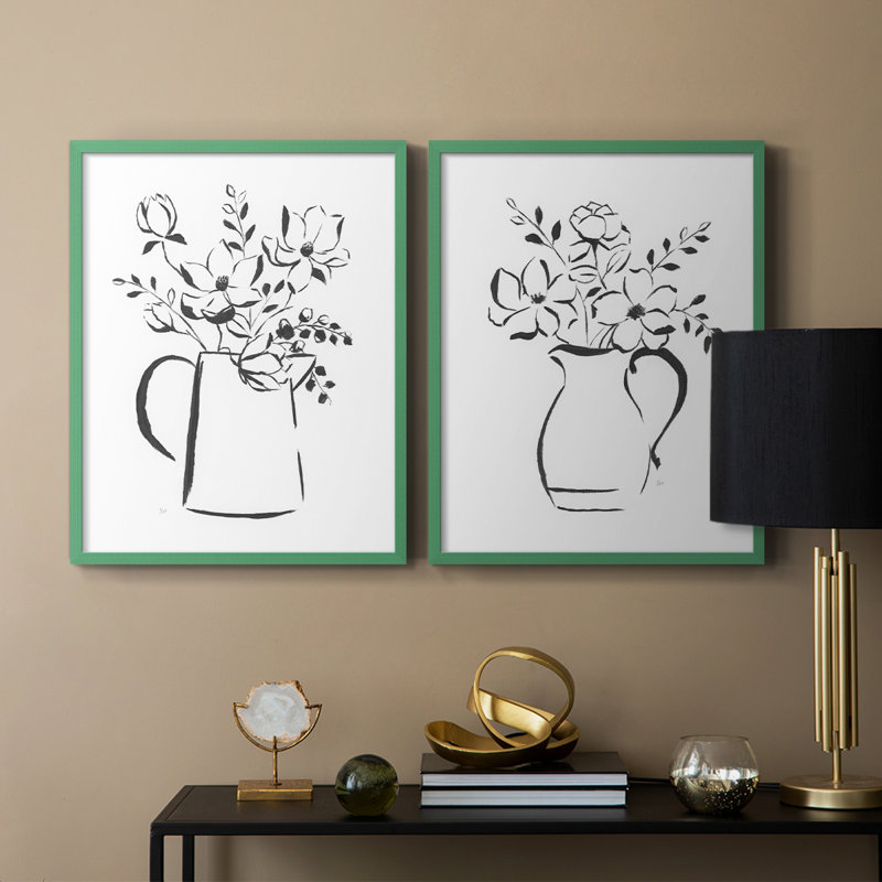 Reproduction encadrée I-Premium Squety Bouquet - prête à être accrochée - aucun clou requis - aucun clou requis, Gris