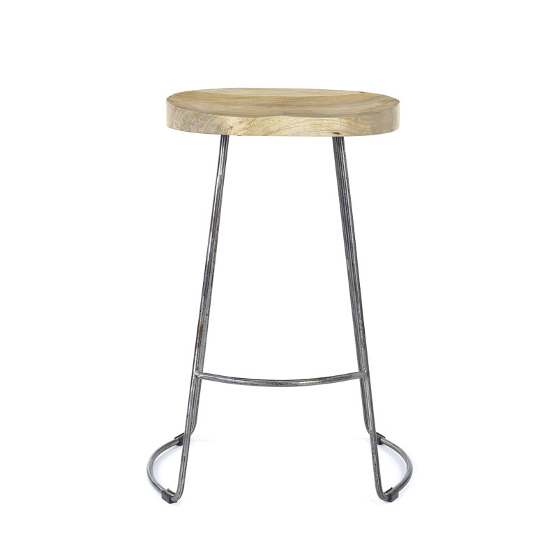 Atalaya Counter Stool with Metal Frame, Rustic Grey