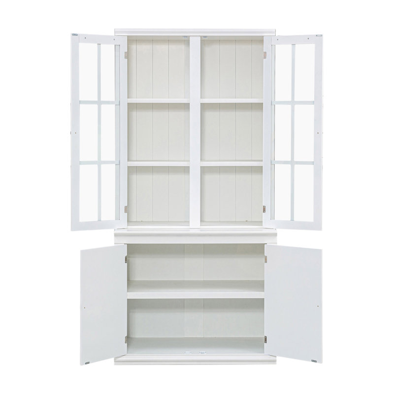 Ensemble de deux garde-manger à double porte vitrée de 75,25 po de hauteur, armoire à bahut de style traditionnel, armoire vitrée, pour les couloirs de salon, de cuisine, de bureau, de maison, de studio ou d'espace de travail