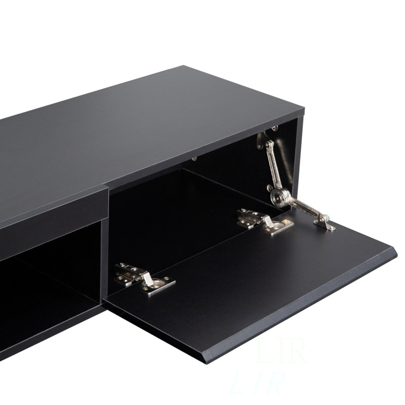 Floating Tv Stand, Wall Mounted Tv Stand With 20 Color Leds,Modern Tv Stand, Accent Cabient, Black, 8.66”H x 63”L x 12.2”W