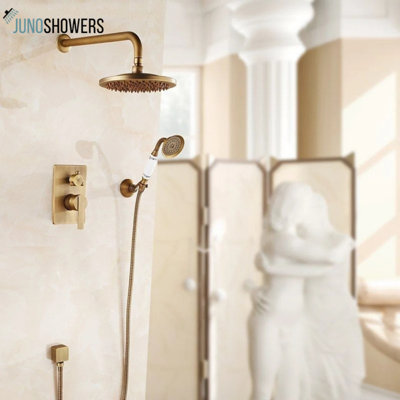 Système de douche mural antique en céramique avec douche à main et finition antique