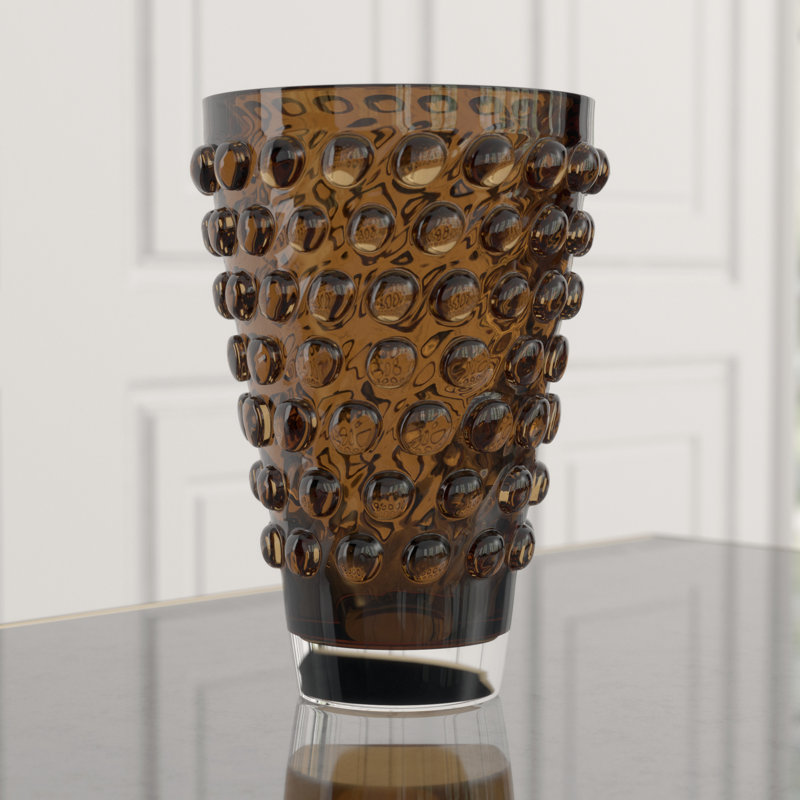Bubble Vase, Amber, 11.75" H x 8.75" W x 8.75" D