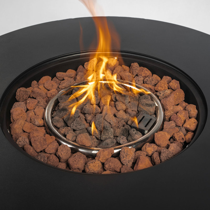 30Inch Propane Fire Pit With Rocks, 40000Btu, Steel Construction 40000Btu Table, 30Inch, Stainless Frame, Black