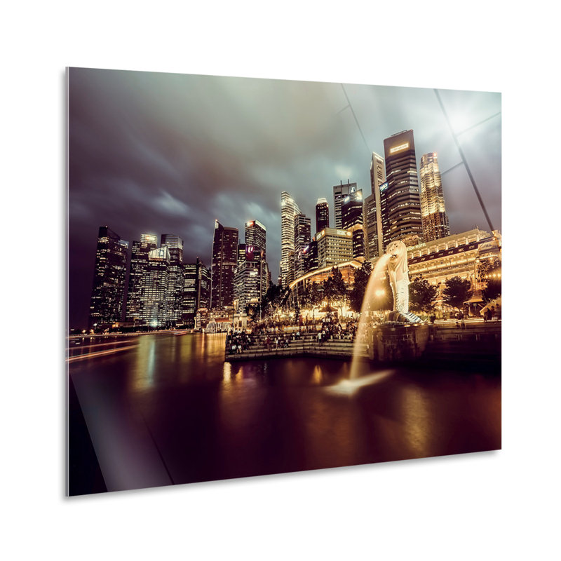 Singapore Skyline 1 Piece Wall Art on Glass, 95cm H x 135cm W