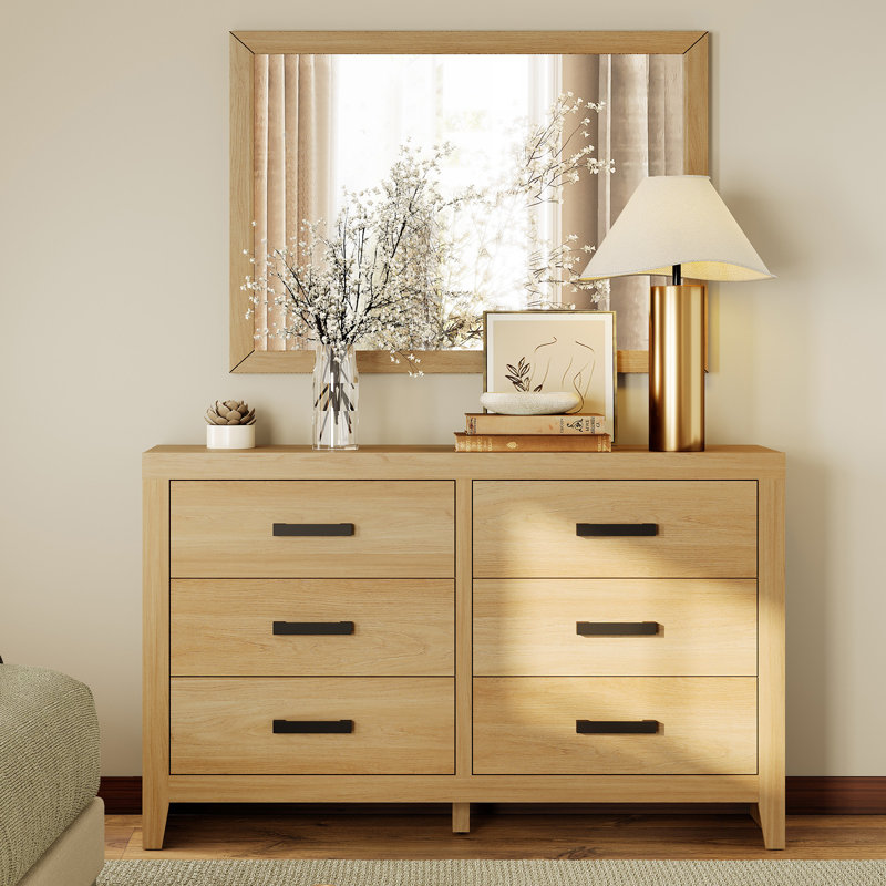 Commode double 6 tiroirs Rustic Brown, Chêne