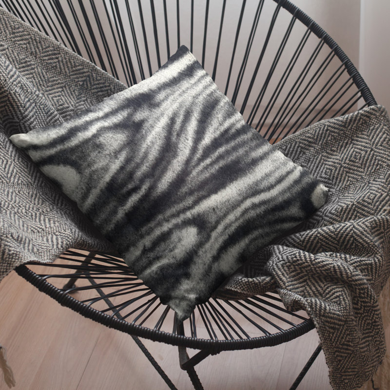 Coussin décoratif en polyester / mélange de polyester, Noir / blanc, 18 po x 18 po, Carré