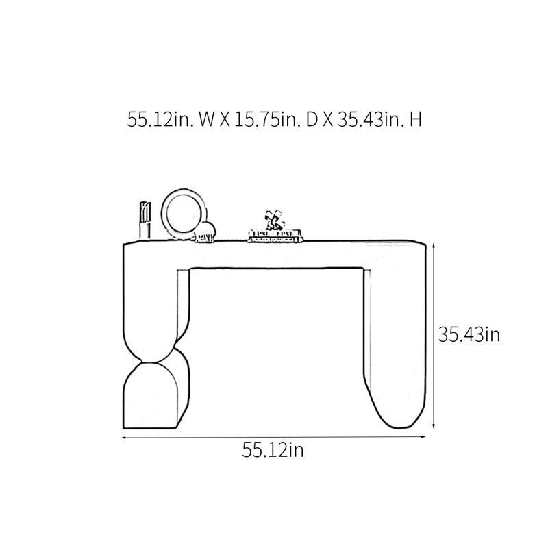 Console moderne minimaliste, Beige, H 35,43 po x l 55,12 po x P 15,75 po