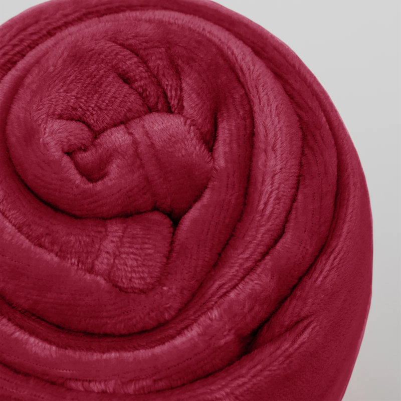 Couverture réversible en fausse fourrure de peluche vison, Simple (60 po x 80 po), Bourgogne