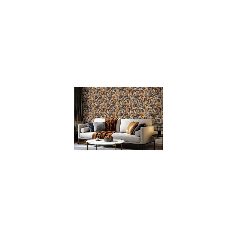 10m x 60cm Jigsaw Wallpaper Roll, Yellow/Brown/Grey
