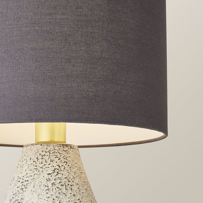 Colin Grey Drum Shade Grey Speckled Hand Finished Ceramic Table Lamp with Bulb