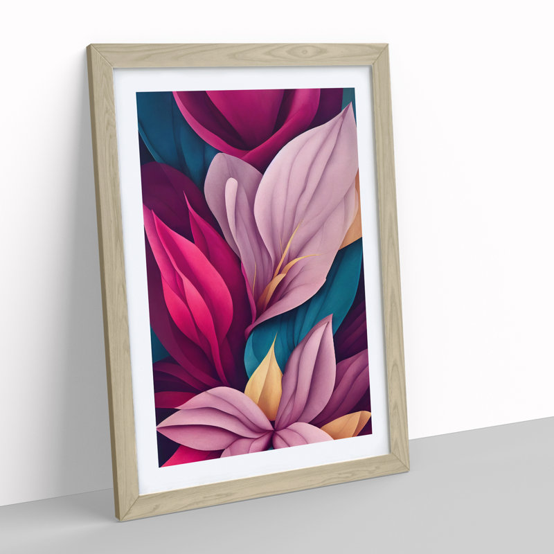 Snazzy Flowers - Single Picture Frame Print, 64cm H x 46cm W x 2cm D, Oak