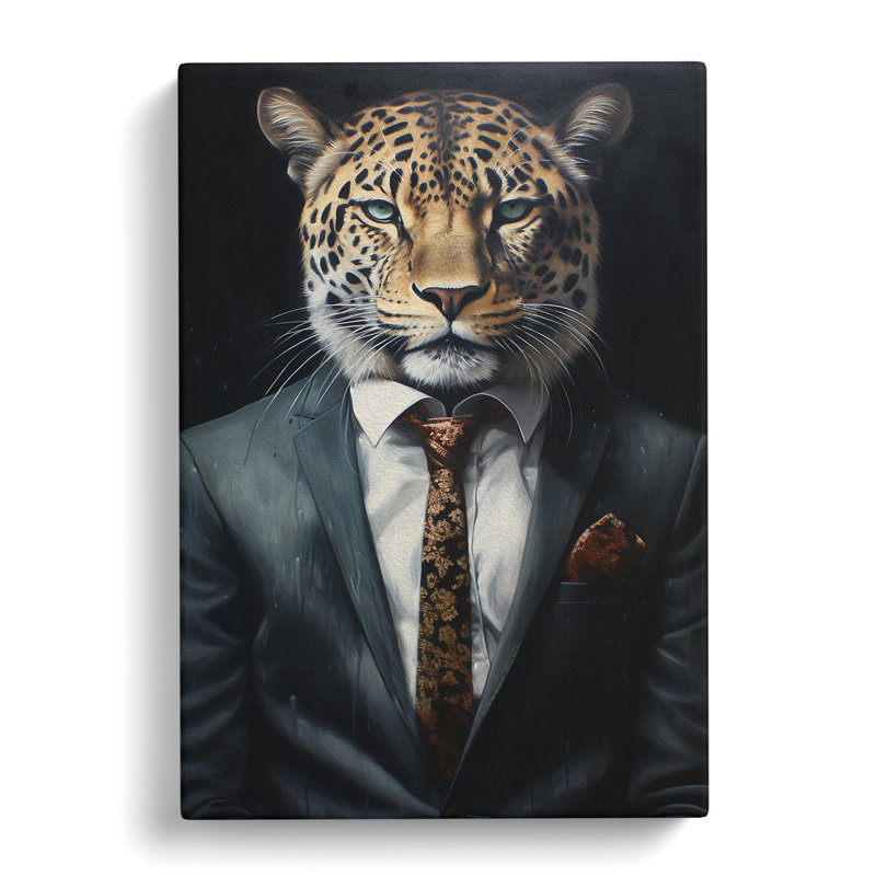 Leopard In A Suit Painting No.3 - Single Picture Frame Print, 76cm H x 50cm W x 3cm D