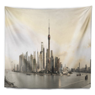 Photo tapisserie d'architecture moderne de shanghai Cityscape