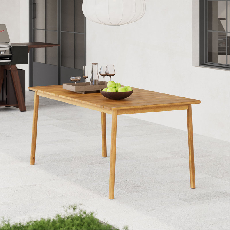 Table de salle à manger d'extérieur en bois d'acacia de 67 po Visola