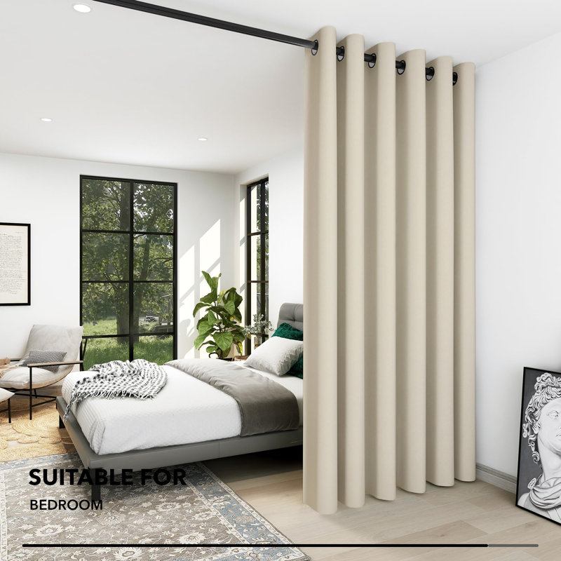 Penkridge Room Darkening Curtain Single Panel, 80" W x 84" L, Light Beige