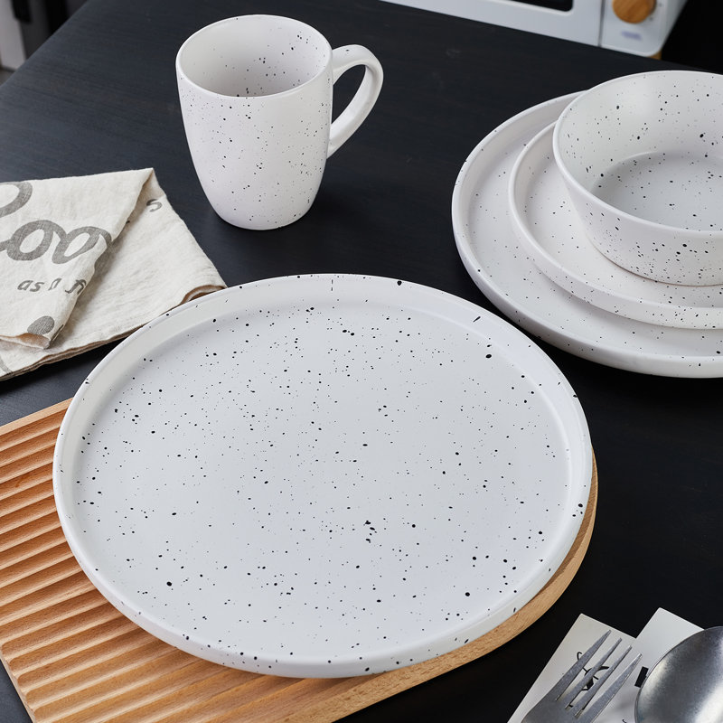 Stone Lain Jade 32-Piece Dinnerware Set Stoneware, White