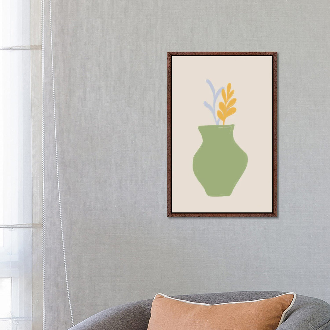 Grüne Scandi Vase von Grace Digital Art Co - Galerie-verpackte Leinwand Giclée auf Leinwand