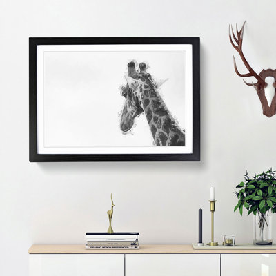 Monochrome Giraffe - Picture Frame Graphic Art Print