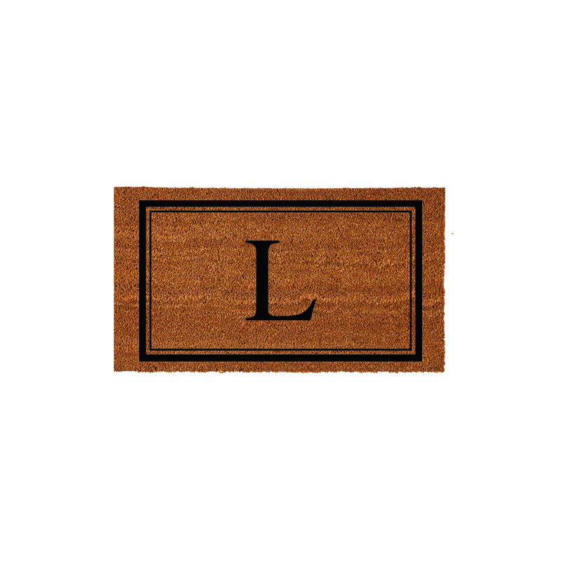 Tapis d'extérieur antidérapant en fibre de coco monogramme 28 "x 16" Niarcos, L