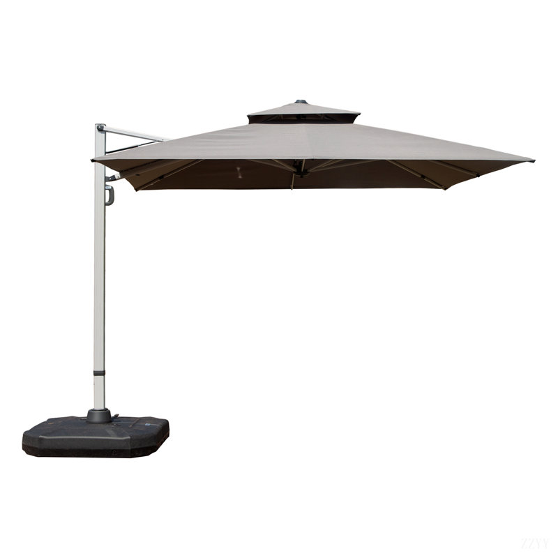 Parasol en porte-à-faux avec mât central (base non incluse), 116.14" W x 116.14" D, Gris