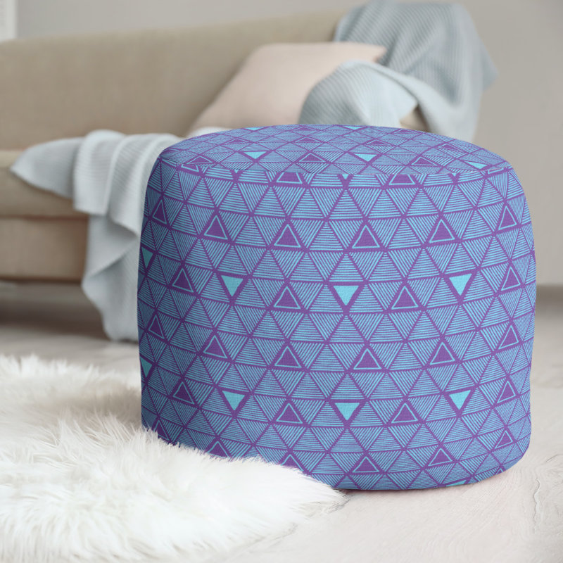 Upholstered Pouf, Purple/Teal