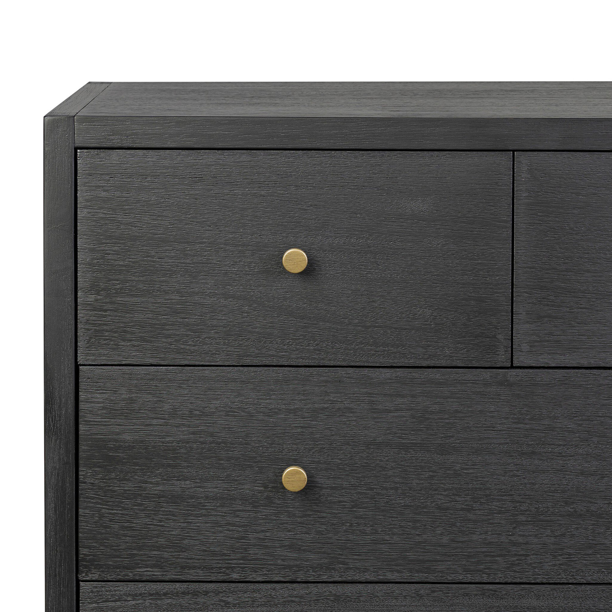 Soline 10 Drawer 72" W Double Dresser, Brushed Black Acacia Solid