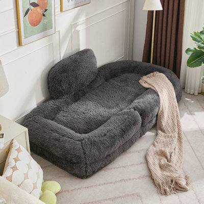 5-Position Adjustable Human Dog Bed Plush Floor Sofa Chair for Gaming, Reading & Napping
