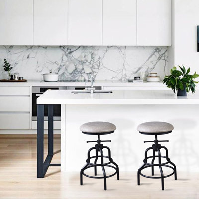 Adriam Swivel Upholstered Adjustable Height Counter Stool with Iron Frame