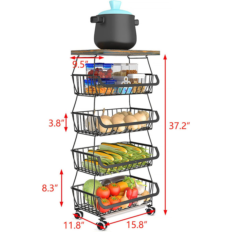 Étagère de rangement sur roulettes à 5 niveaux H 37,2 po Armana