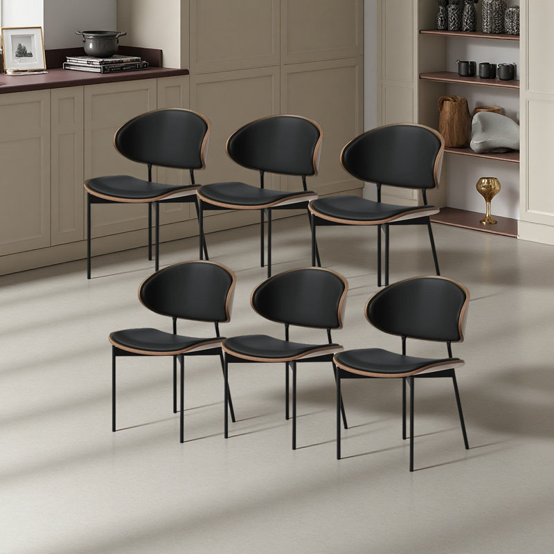 Chaises de salle à manger modernes en cuir à dossier incurvé, 6