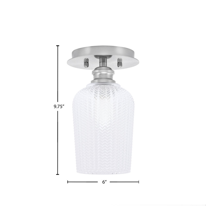 Edge 1 Light Semi-Flush With 5" Clear Textured Glass, Brushed Nickel