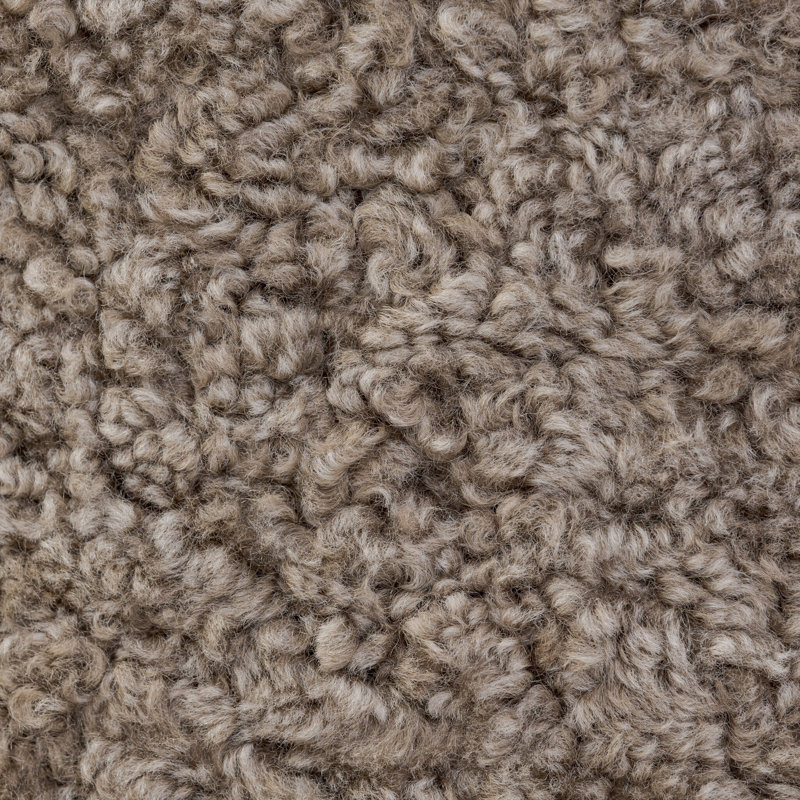 BILBURY Round Ottoman, Taupe Shearling