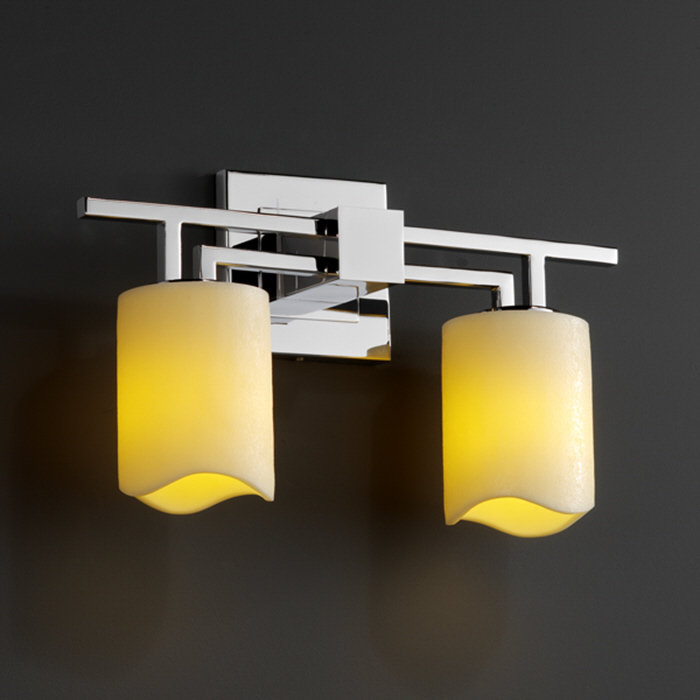 Éclairage pour meuble-lavabo de salle de bain 2 lumières CandleAria Aero, Amber, Cylindre avec rebord plat, Noir mat