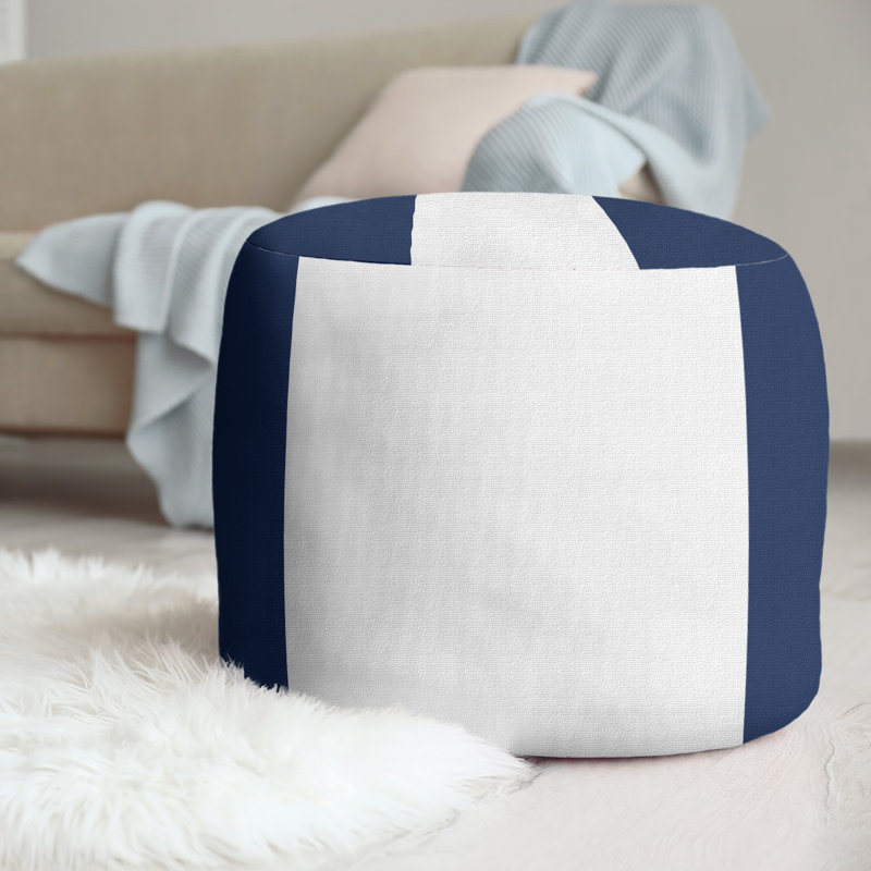 Repose-pieds repose-pieds rond 20,5" new velours, Light Navy Blue/White