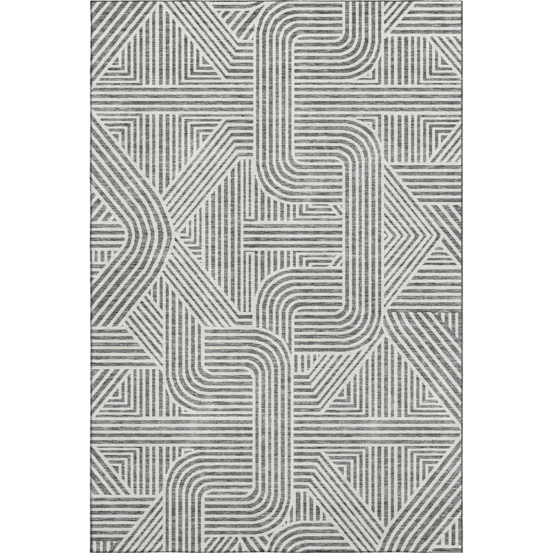 Premium Machine Washable Prisco Gray Rug, Rectangle 9' x 12'