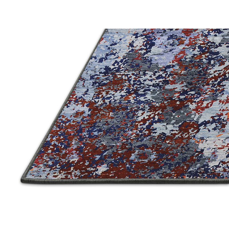 Tapis rouge / bleu / gris, Rectangle 5 pi x 7 pi