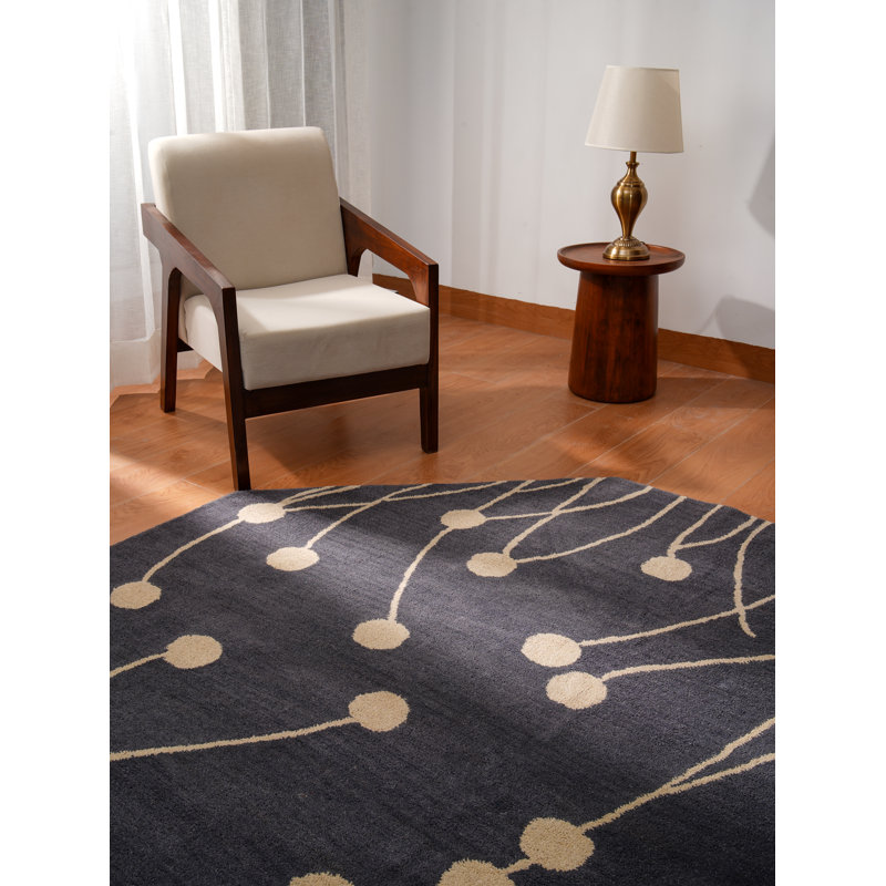 Bingham Hand Tufted Wool Eco-Friendly Area Rugs - Octagon, Gray White Color, Floral Modern Design, High Pile Thick Handmade Anti Skid Area Rugs for Living Room, Bed Room