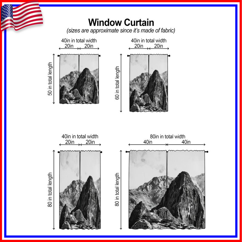 Rideaux occultant Machu Picchu, 40in x 52in - 2 panels, Room Darkening