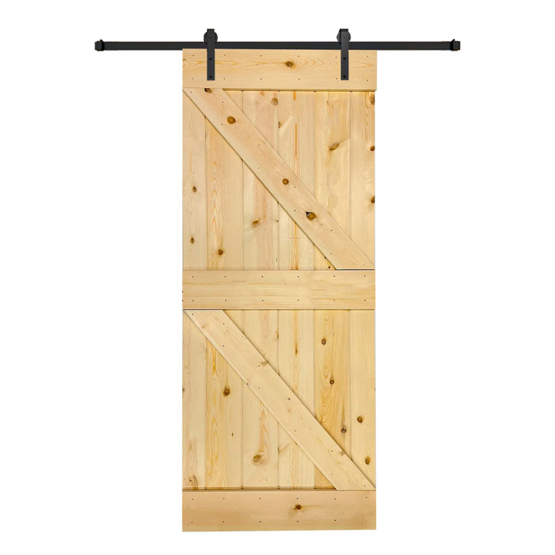 Porte de grange peinte 84 po 84 po, Naturel, 38 po x 84 po
