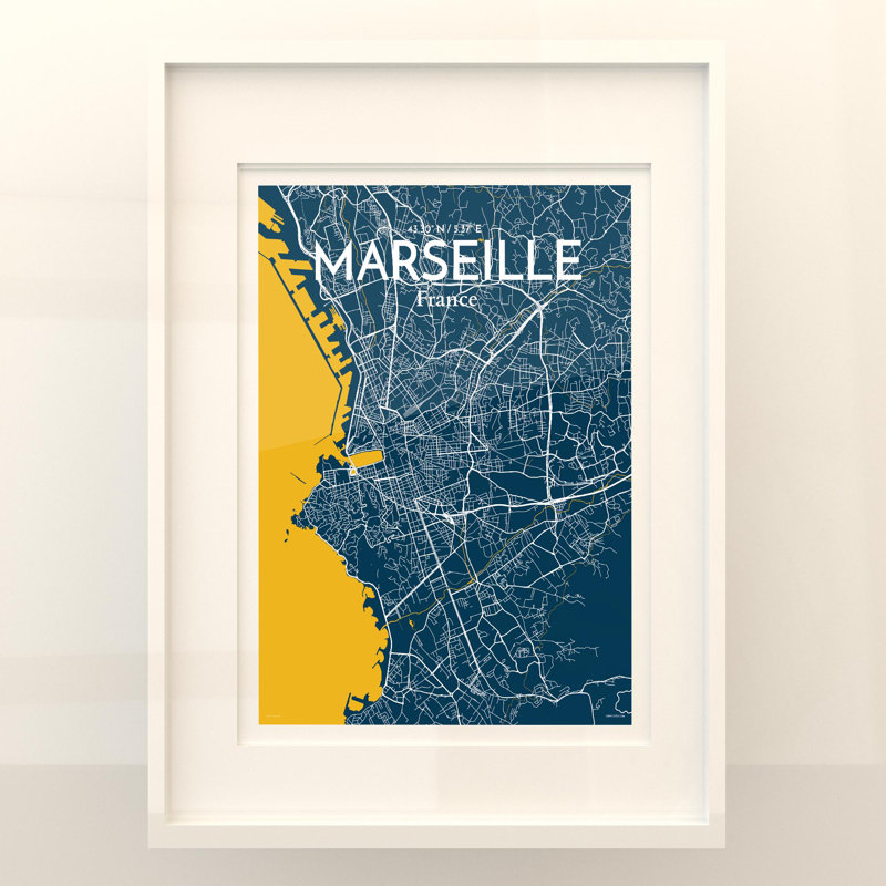 Marseille City Map In Amuse - No Frame Print, 24cm H x 18cm W x 0.05cm D