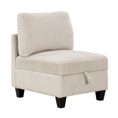 Chaise sans accoudoirs modulaire en tissu de velours côtelé 1 pièce Modern Living
