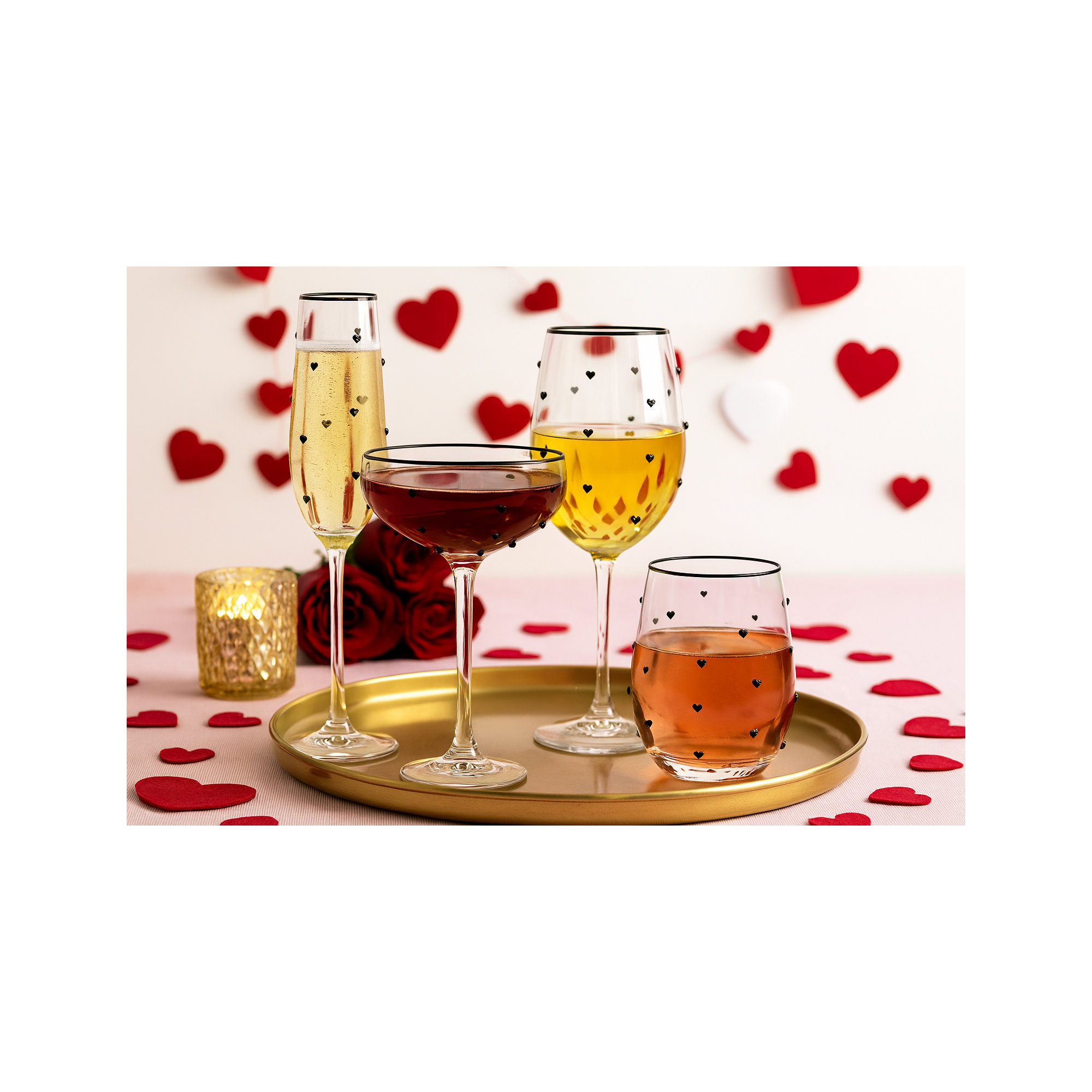 10 Strawberry Street Charming Heart Glassware, Flute