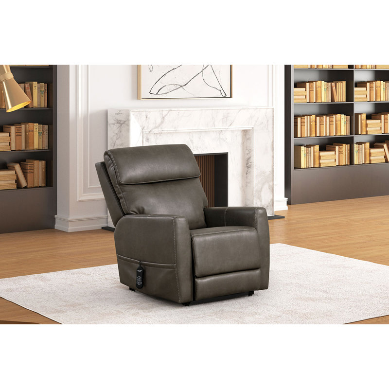 Fauteuil relevable de style contemporain avec repose-pieds extensible port USB et bouton de commande câblé au salon gris