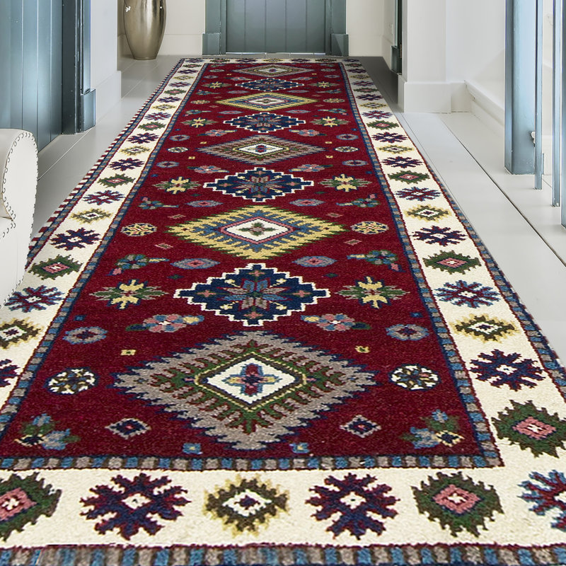 Tapis rouge et crème noué à la main de haute qualité