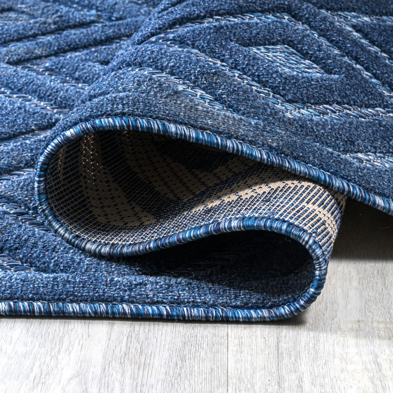 Tapis intérieur / extérieur Portmany Neutral Diamond Trellis, Carré 5 pi 3 po